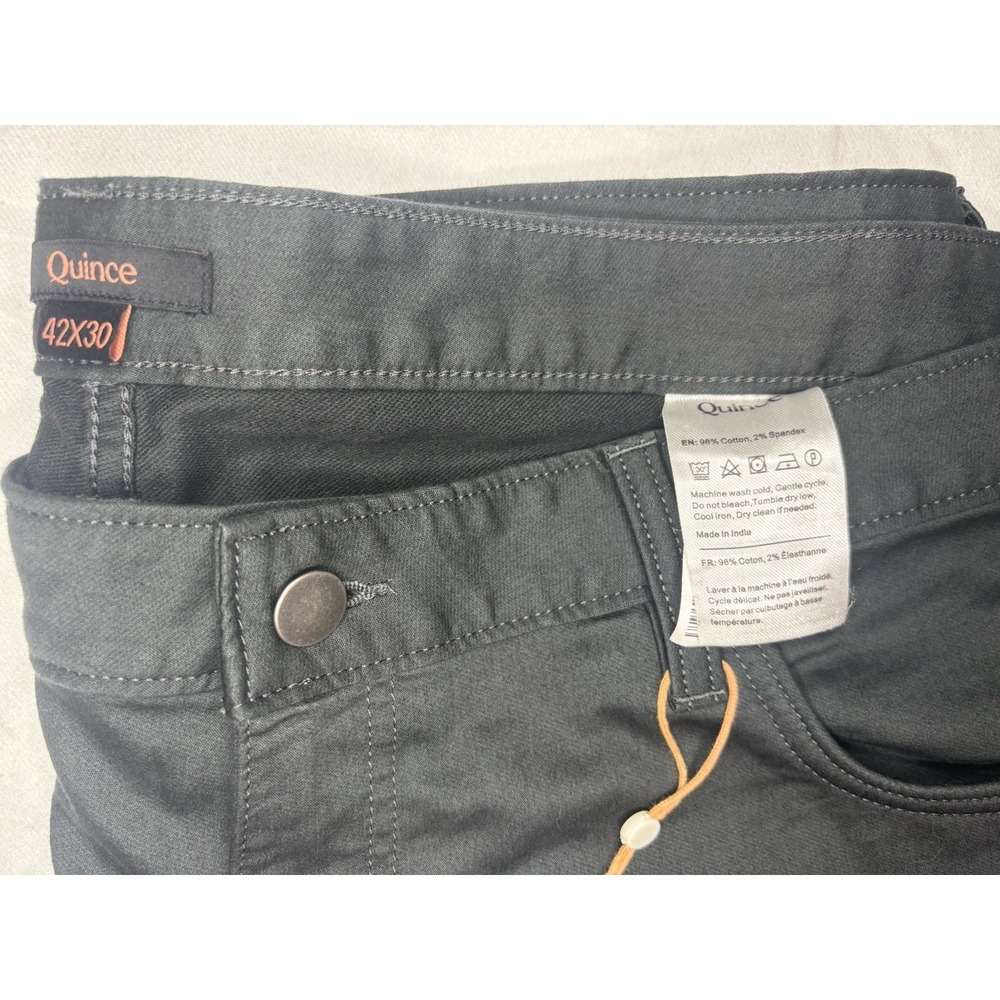 Quince Comfort Stretch Traveler 5-Pocket Straight Fit Pants Men 42x30 NWT Black - Picture 5 of 8